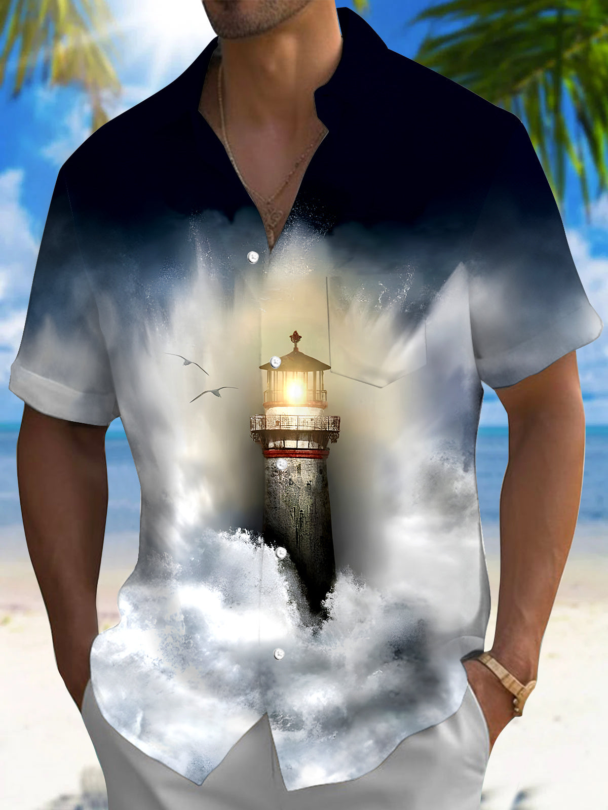 Lighthouse Men's Pocket Short Sleeve Shirts