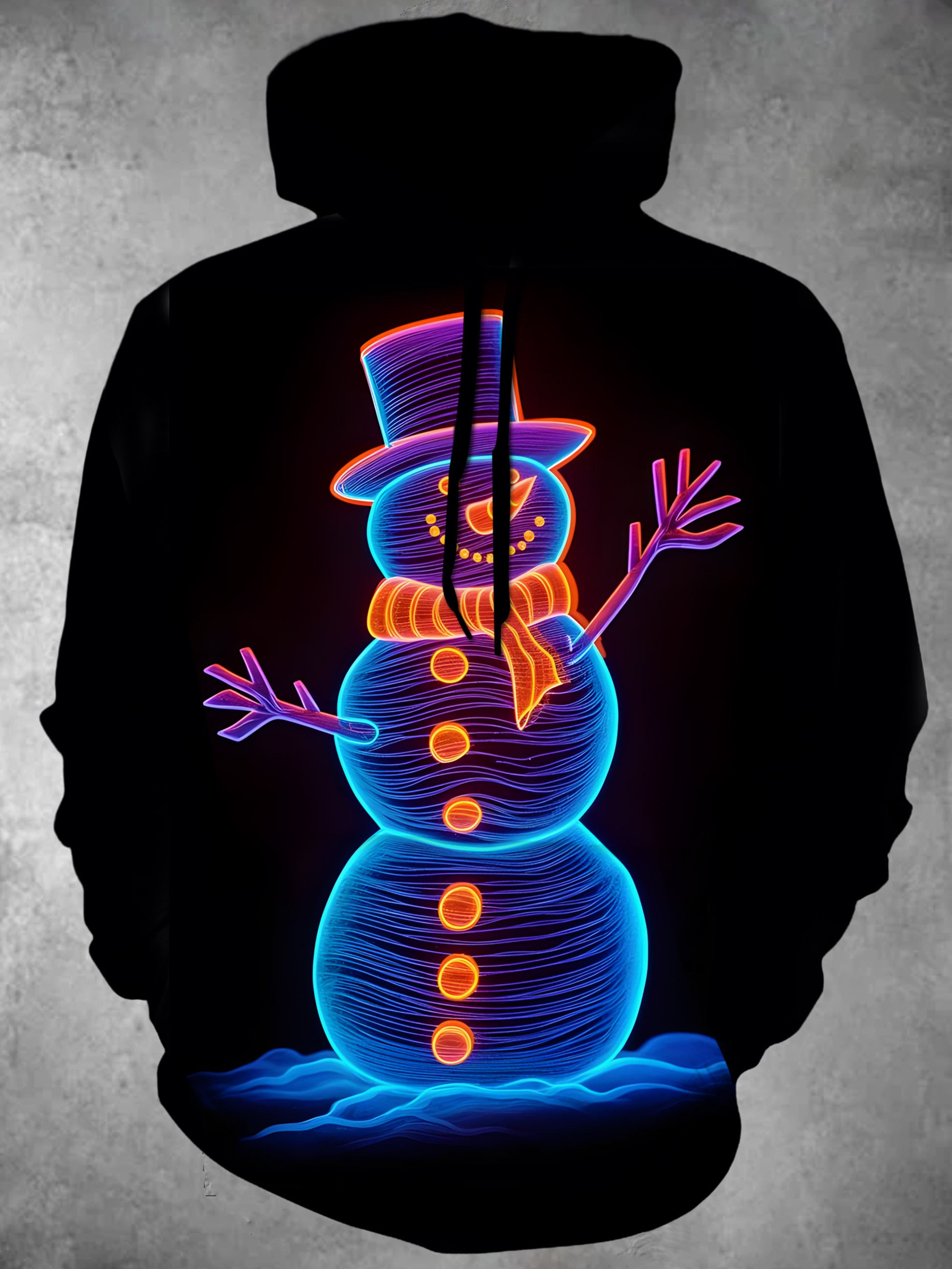 Snowman Long Sleeve Hooded Pocket Men's Top