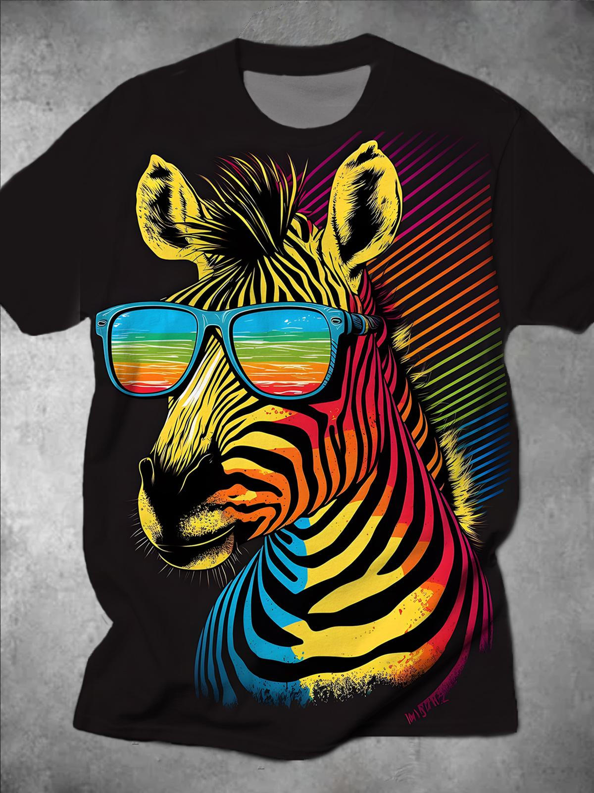 Zebra Round Neck Short Sleeve Men's T-shirt