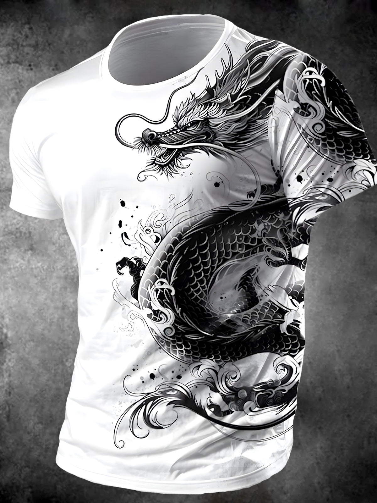 Dragon Round Neck Short Sleeve Men's T-shirt