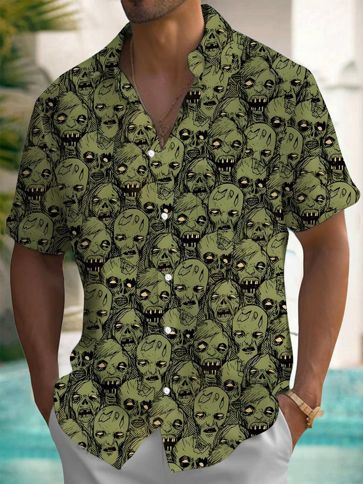 Skull Men's Pocket Short Sleeve Shirts