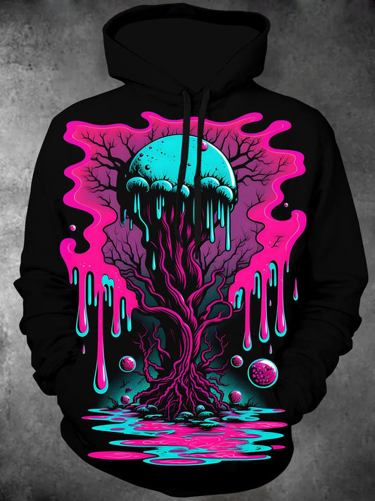 Tree Long Sleeve Hooded Pocket Men's Top