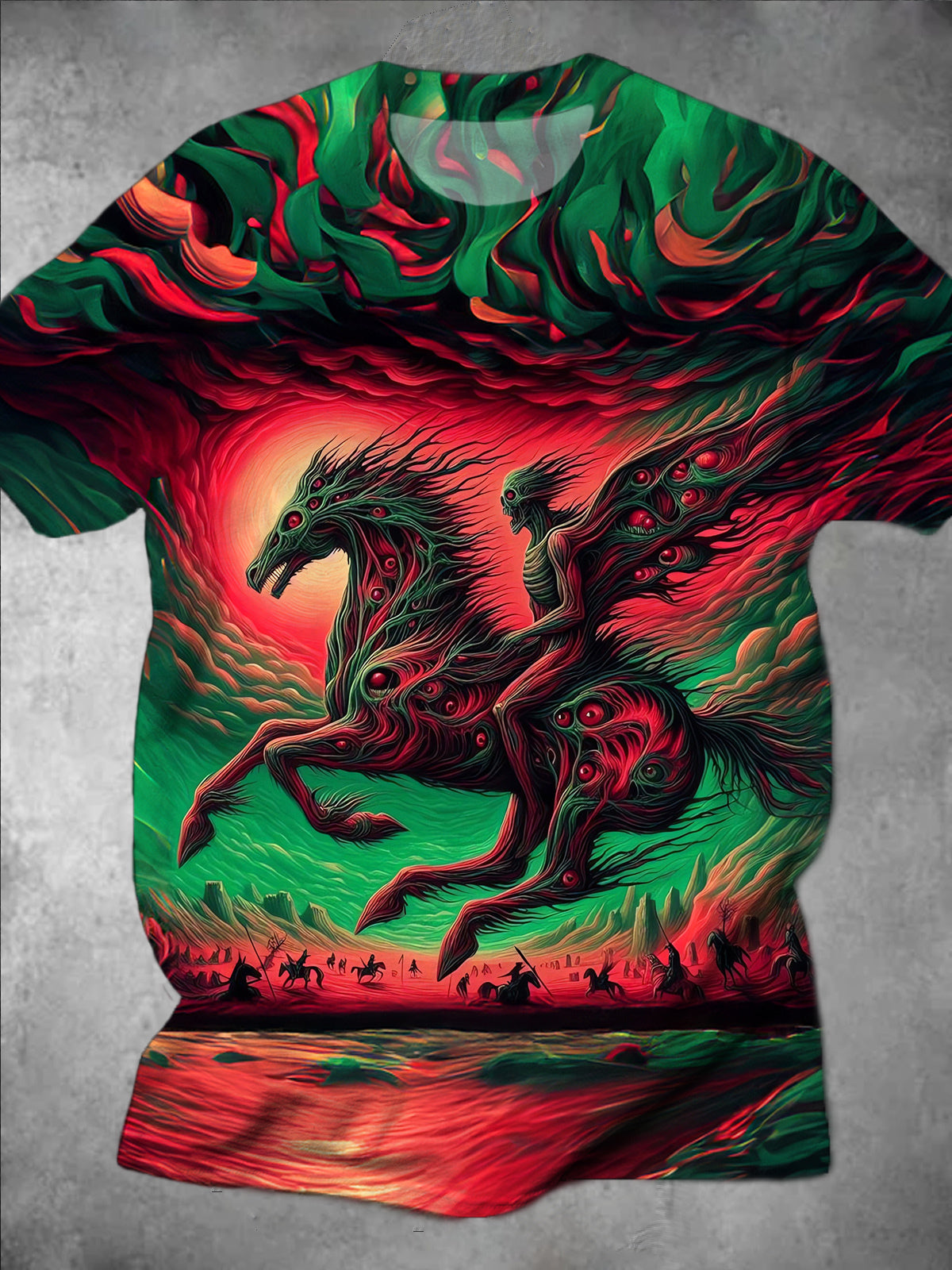 Skull Horse Round Neck Short Sleeve Men's T-shirt