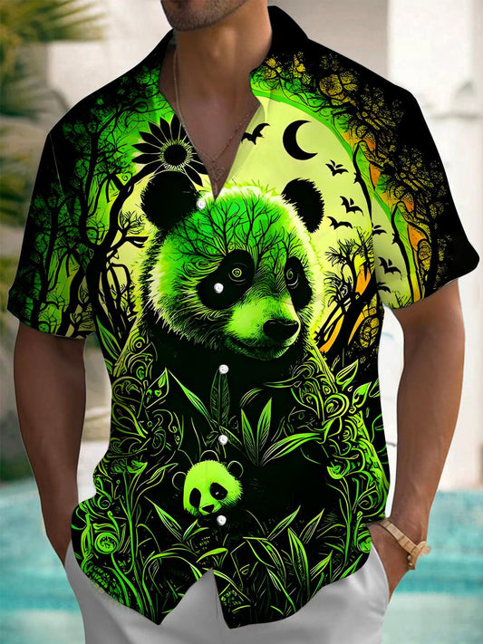 Panda Men's Pocket Short Sleeve Shirts