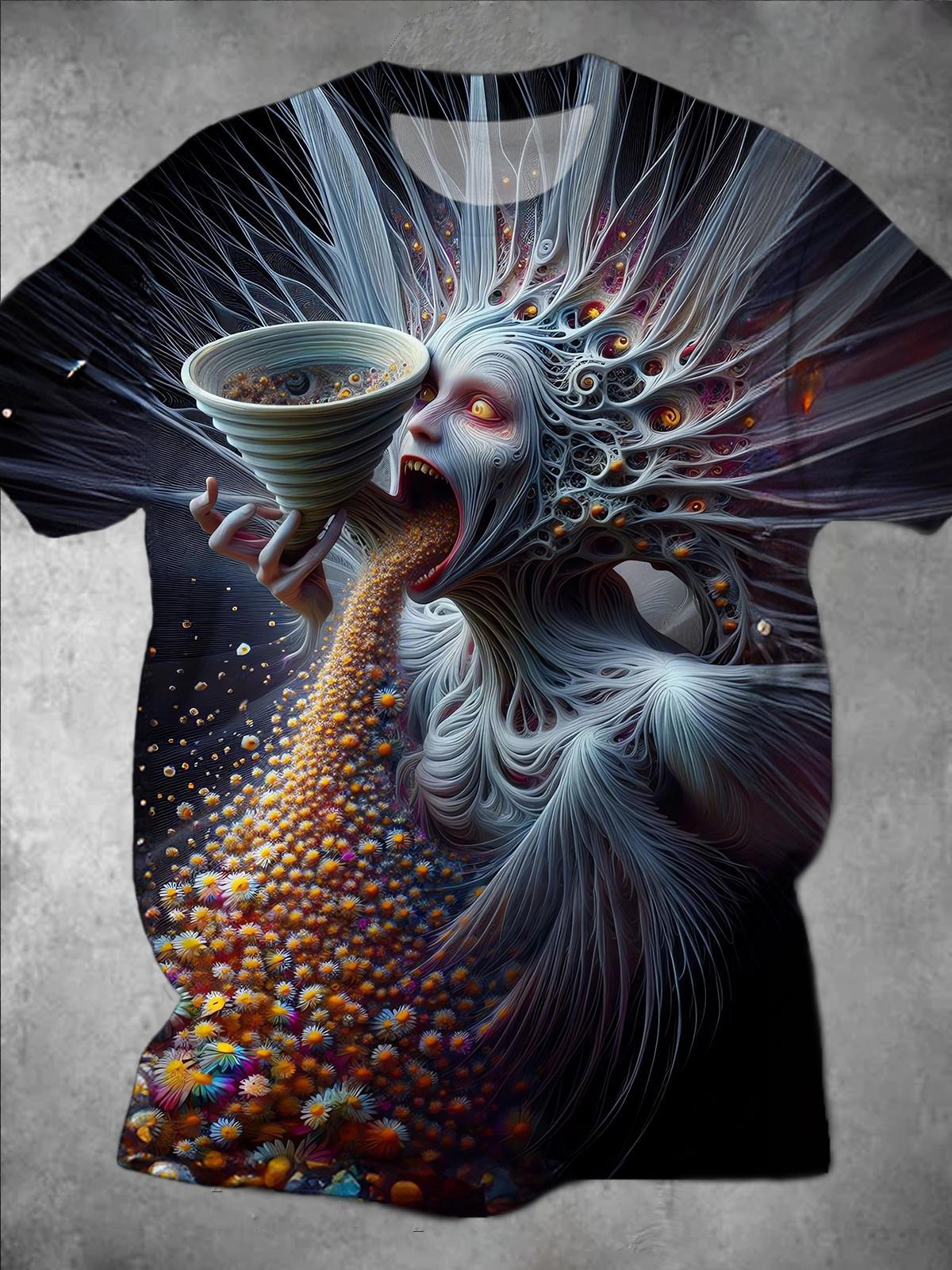 Dark Art Round Neck Short Sleeve Men's T-shirt