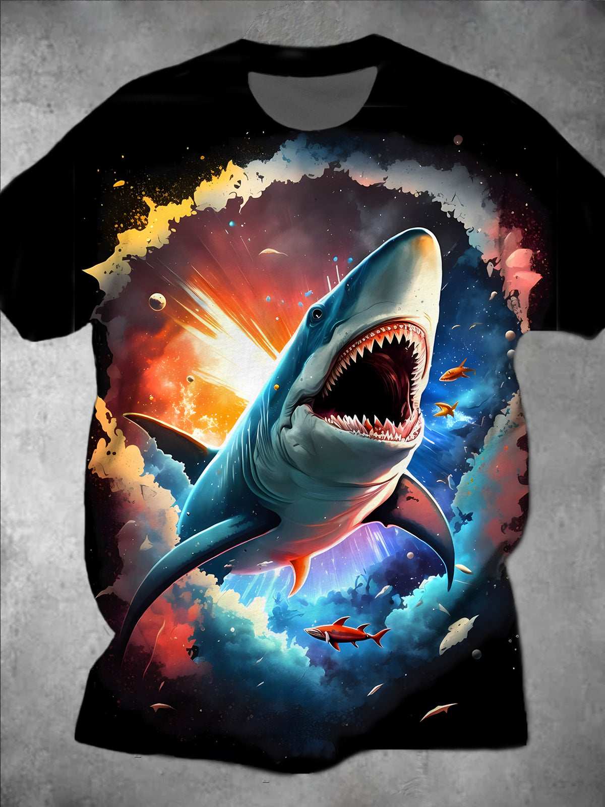 Shark Round Neck Short Sleeve Men's T-shirt