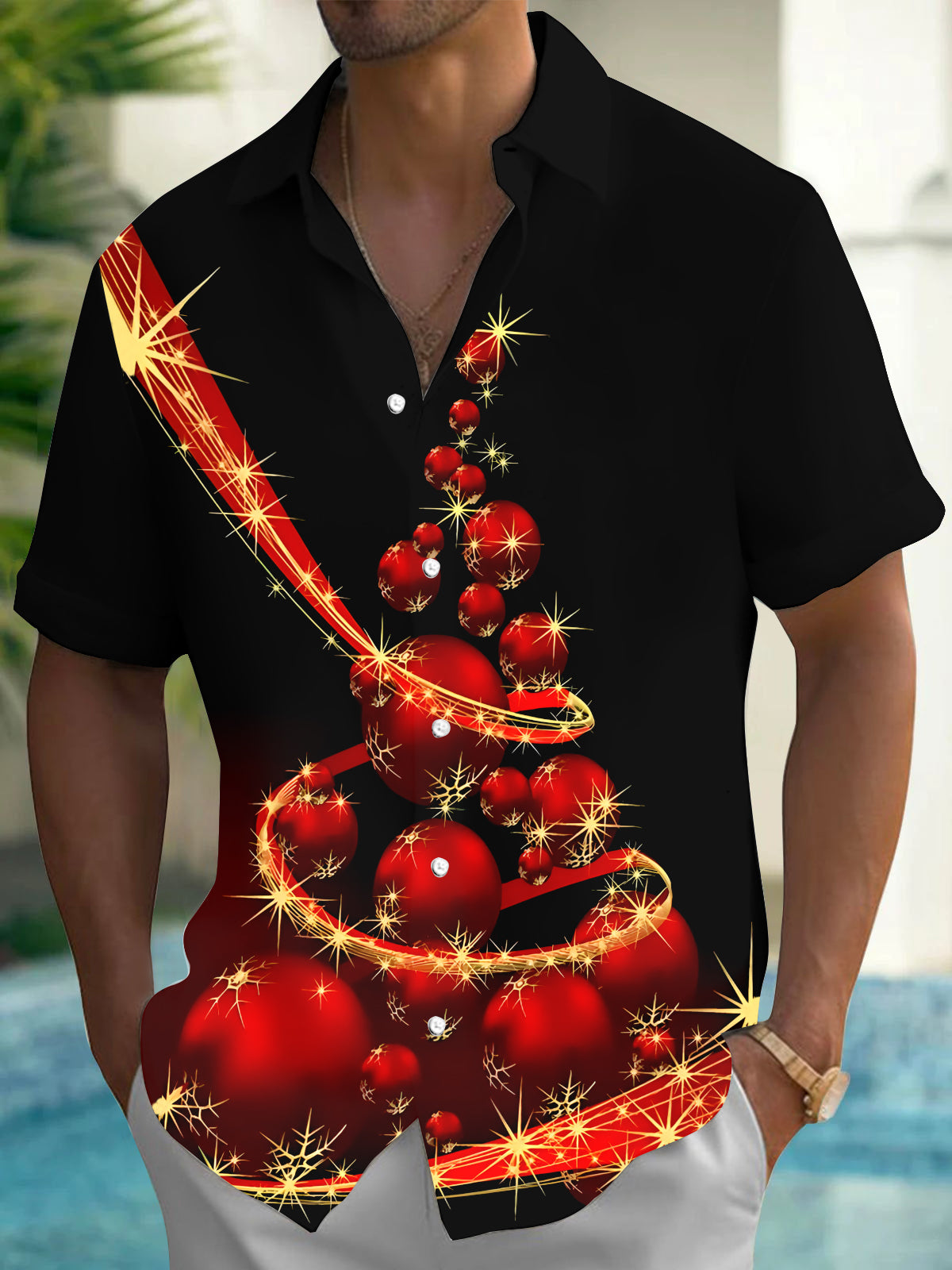 Christmas Tree Men's Pocket Short Sleeve Shirts