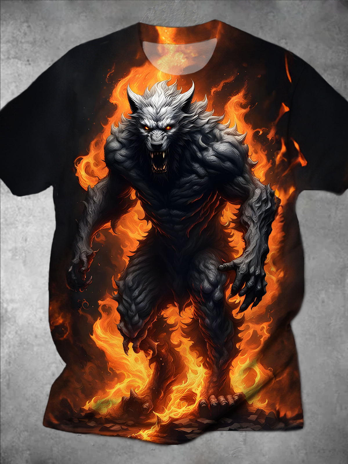 Fire Werewolf Round Neck Short Sleeve Men's T-shirt