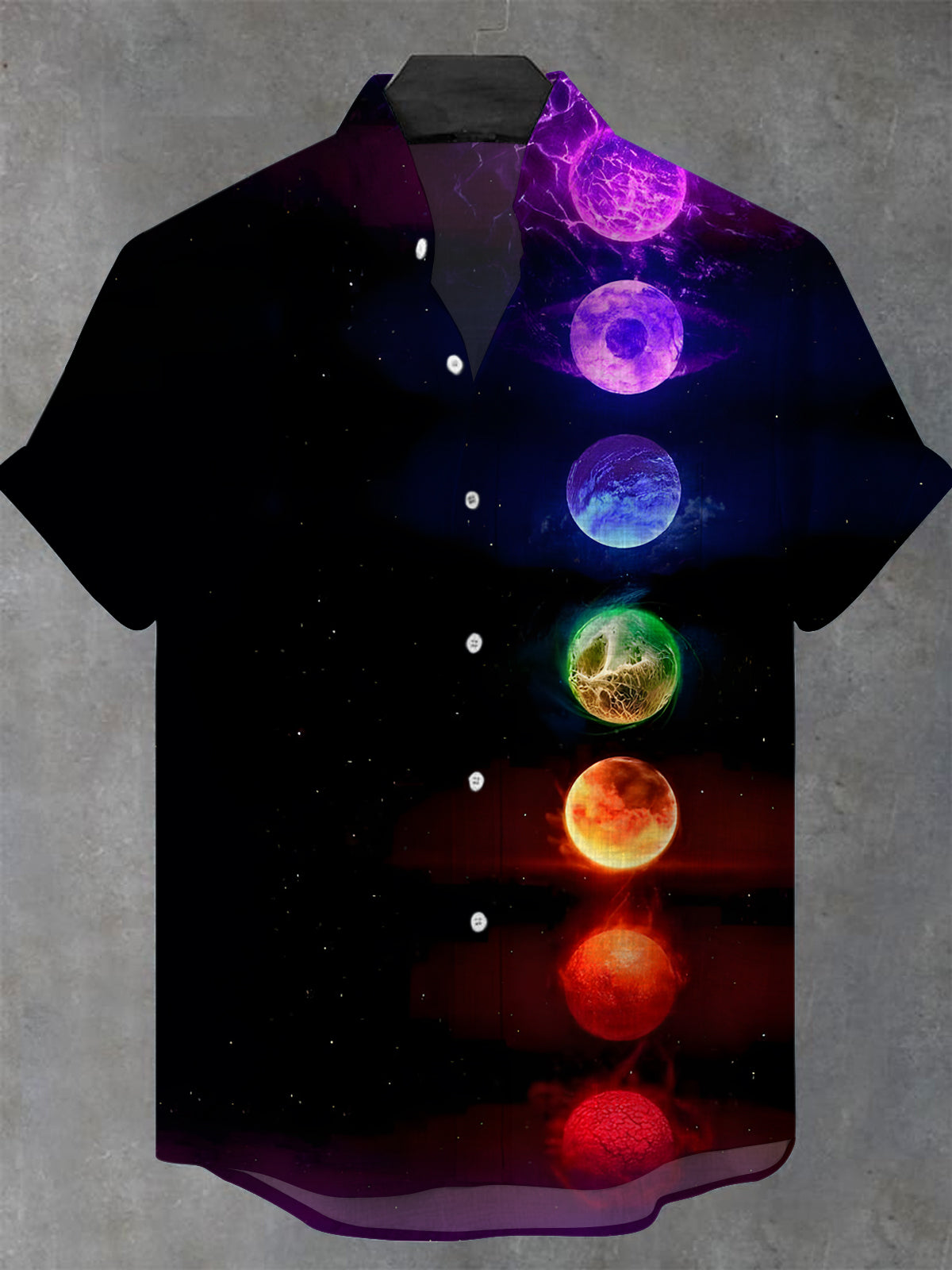 Universe Men's Pocket Short Sleeve Stand Collar Shirts