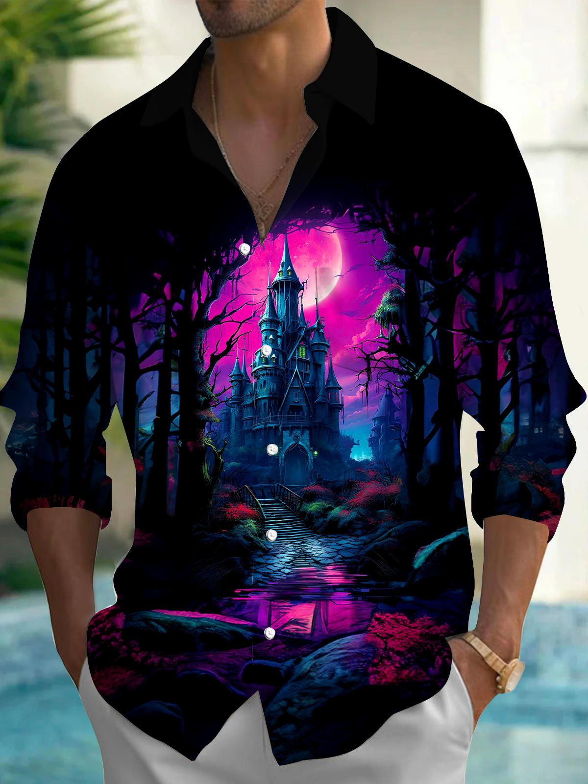 Halloween Men's Pocket Long Sleeve Shirts