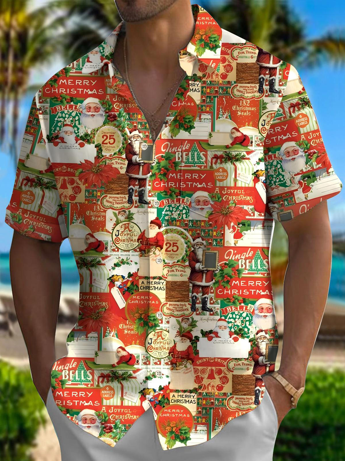 Christmas Men's Pocket Short Sleeve Shirts