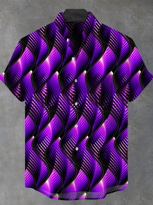 Geometry Men's Pocket Short Sleeve Stand Collar Shirts