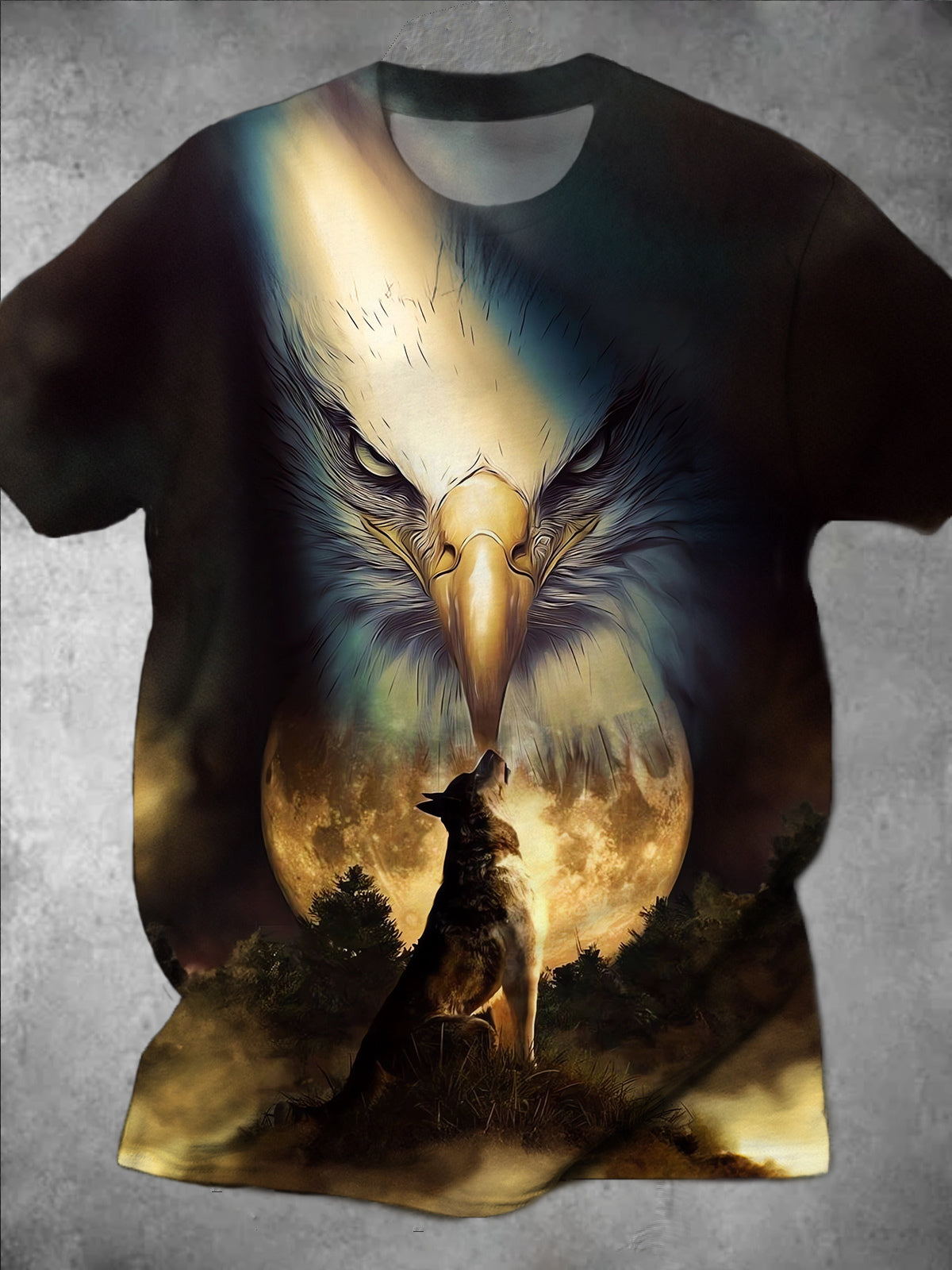 Animal Eagle Round Neck Short Sleeve Men's T-shirt