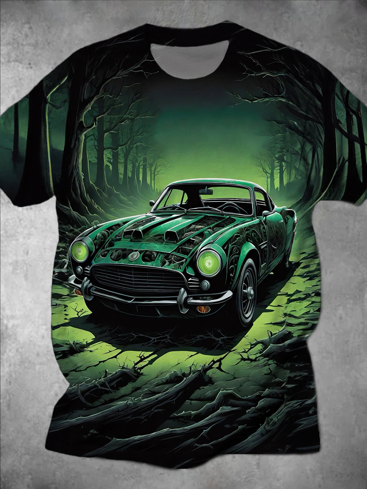 Car Round Neck Short Sleeve Men's T-shirt