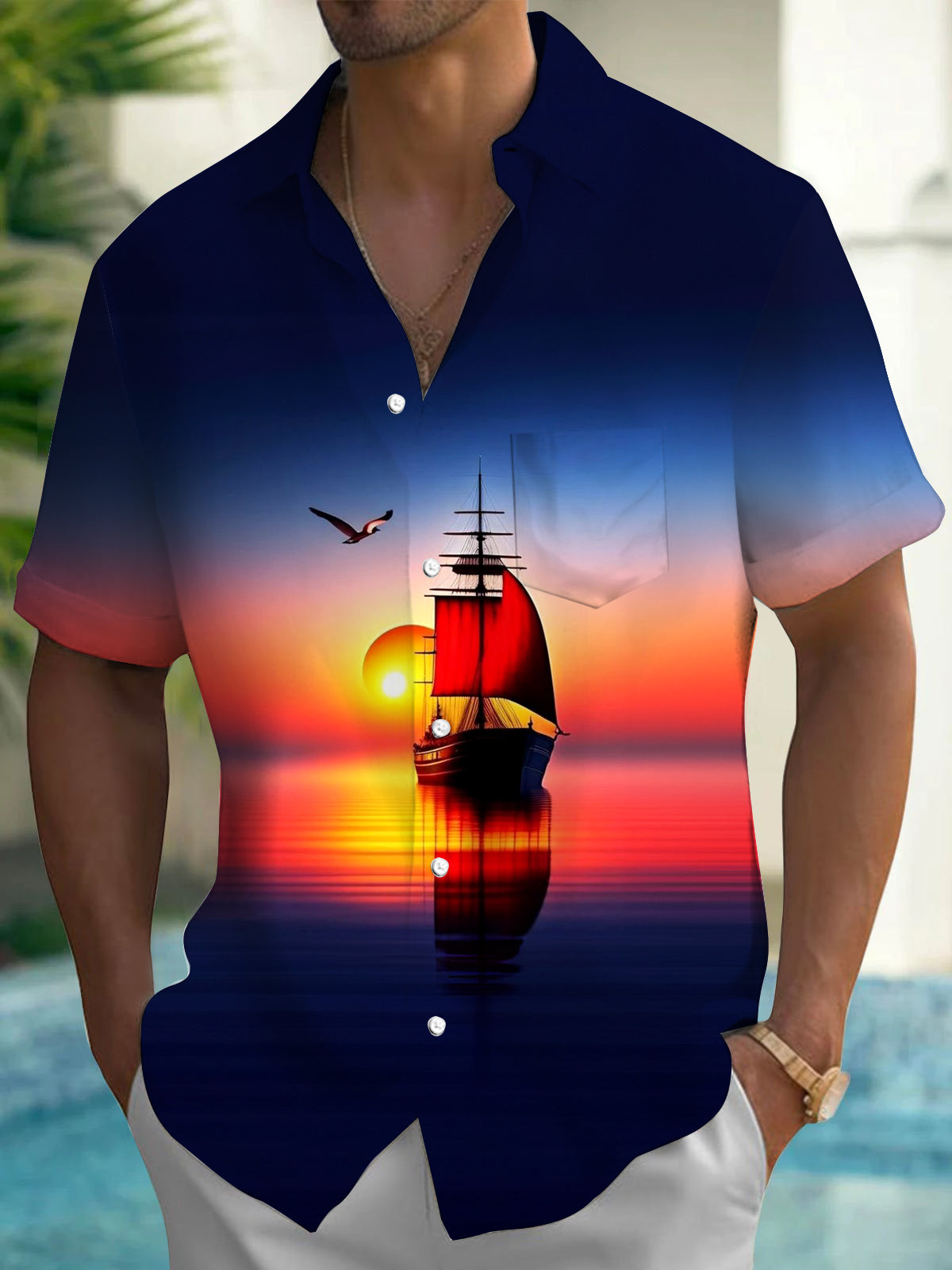 Boat Men's Pocket Short Sleeve Shirts