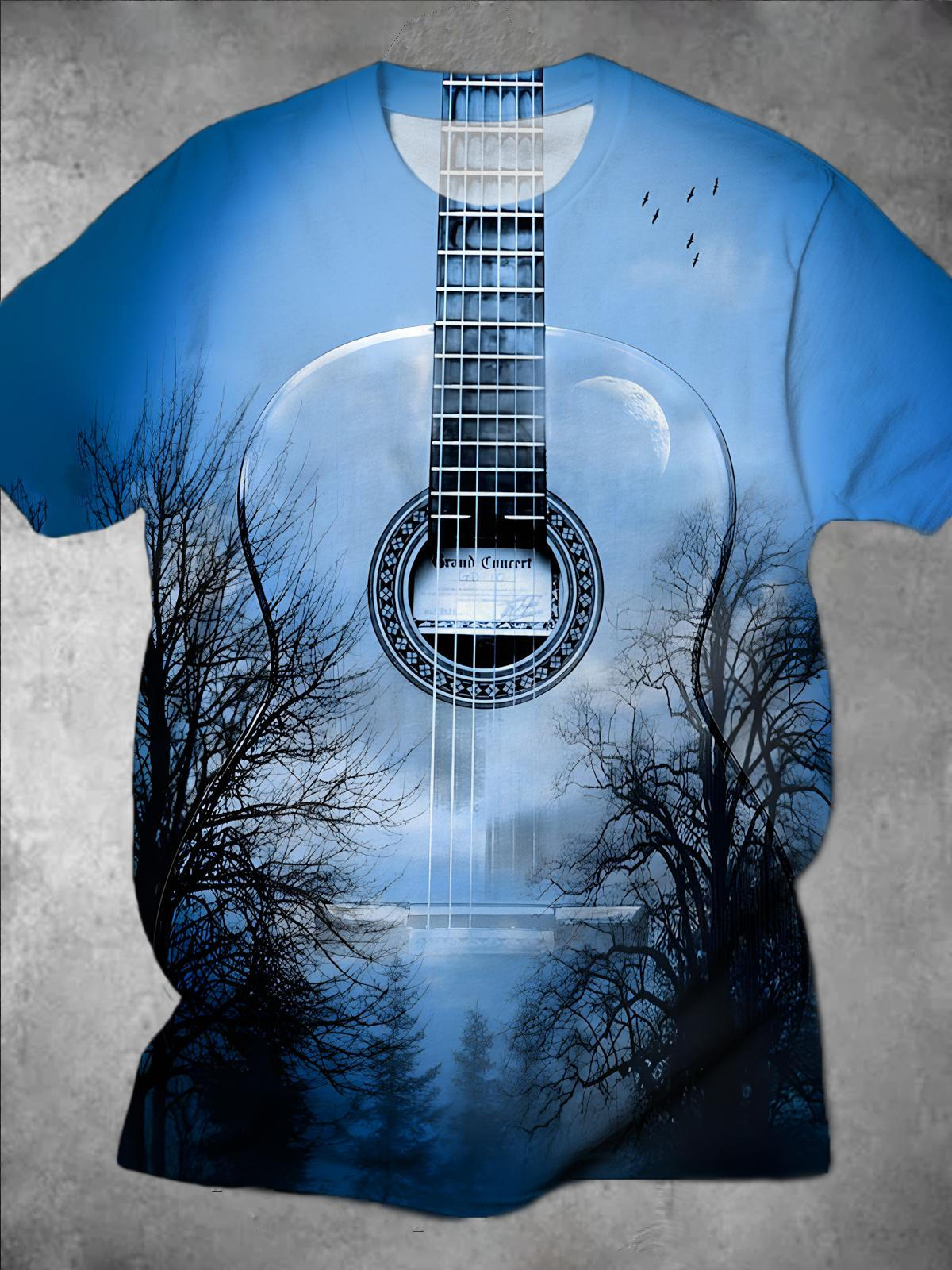 Guitar Tree Round Neck Short Sleeve Men's T-shirt