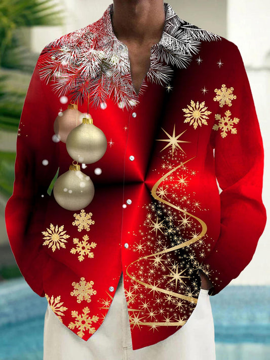 Christmas Men's Pocket Long Sleeve Shirts