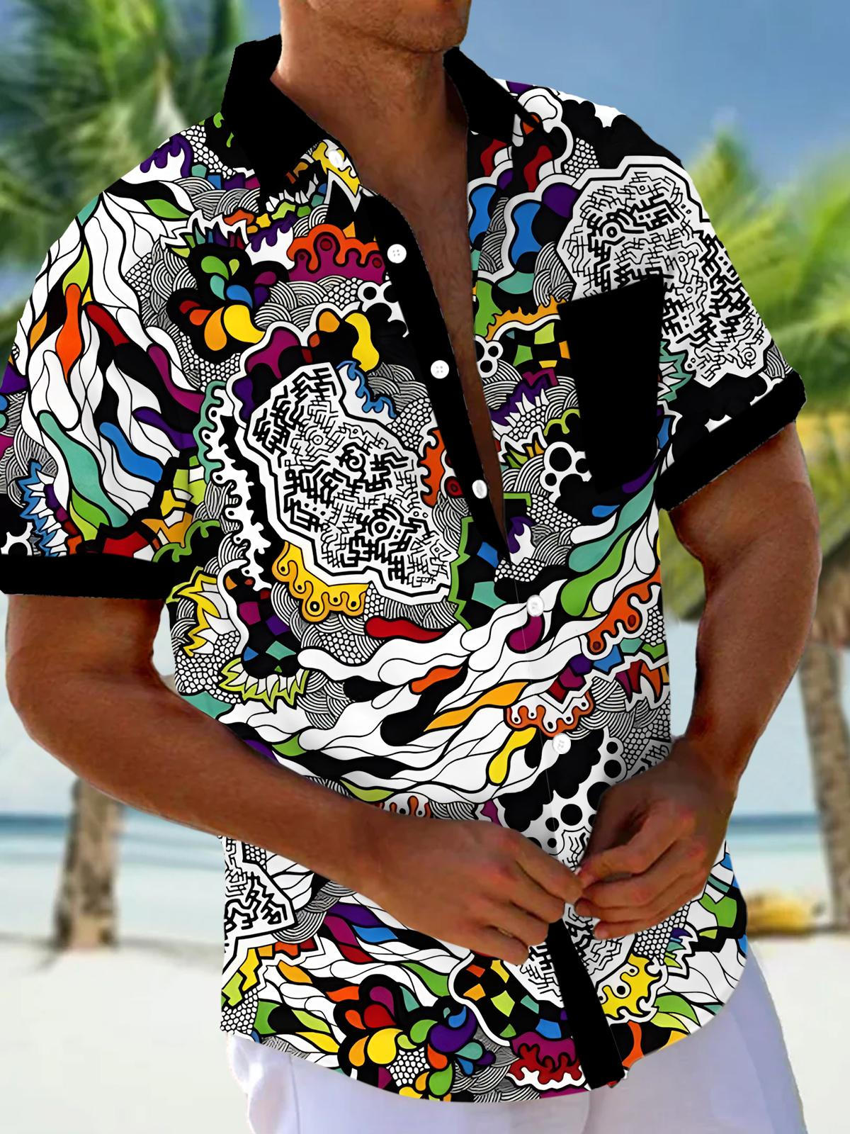 Abstract Men's Pocket Short Sleeve Shirts