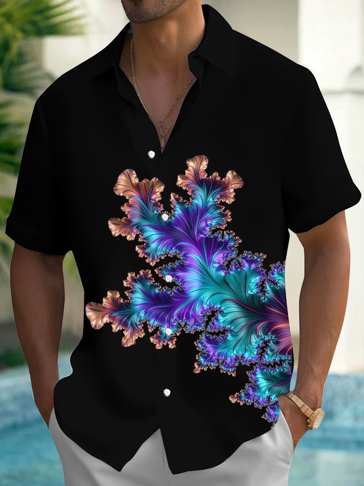 Abstract Men's Pocket Short Sleeve Shirts