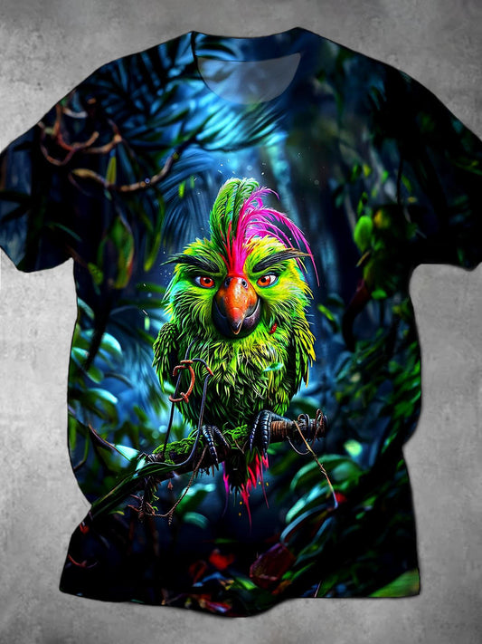 Bird Round Neck Short Sleeve Men's T-shirt