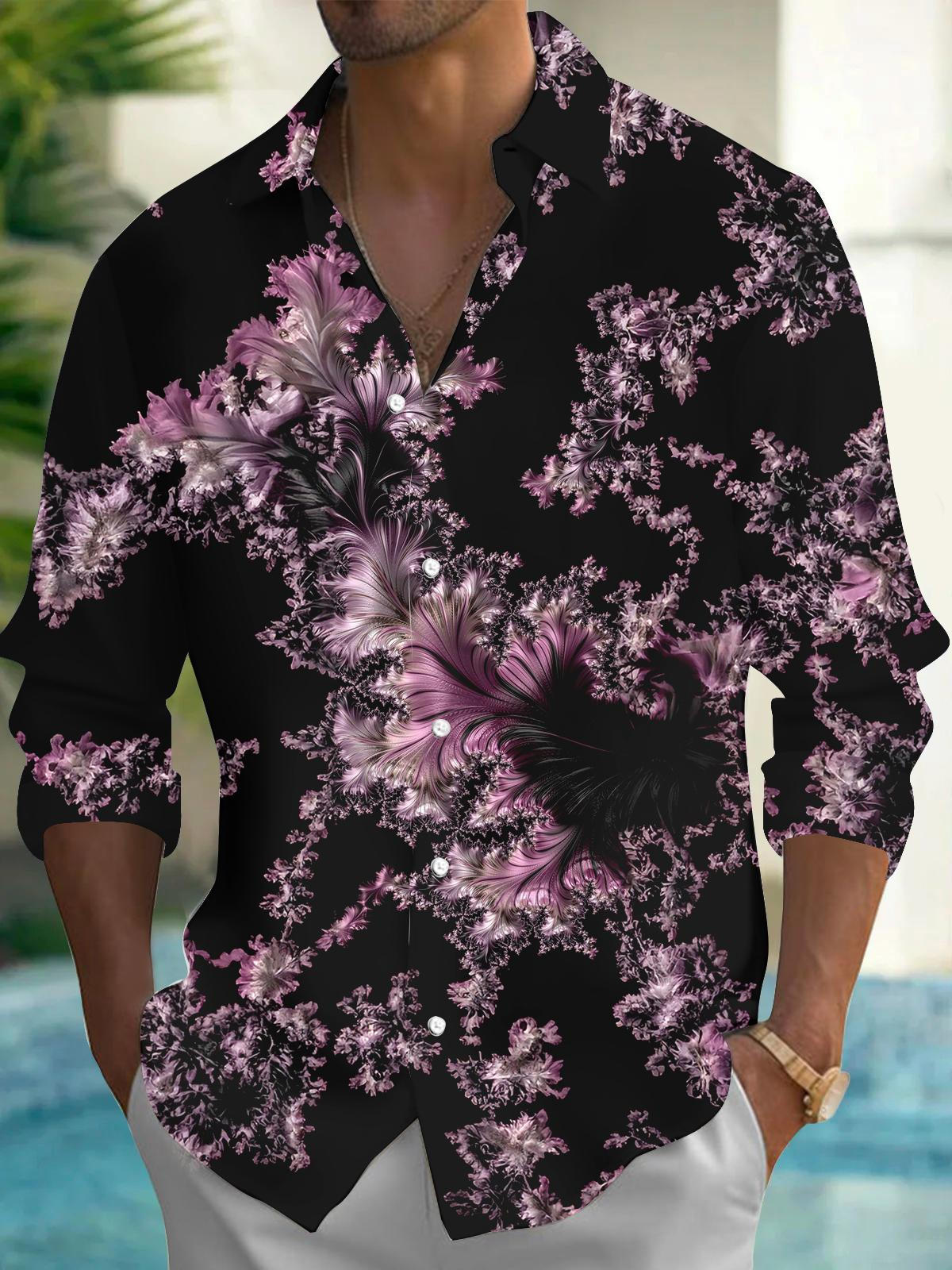 Abstract Men's Pocket Long Sleeve Shirts