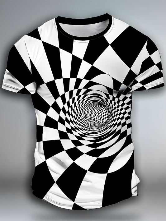 Geometry Round Neck Short Sleeve Men's T-shirt