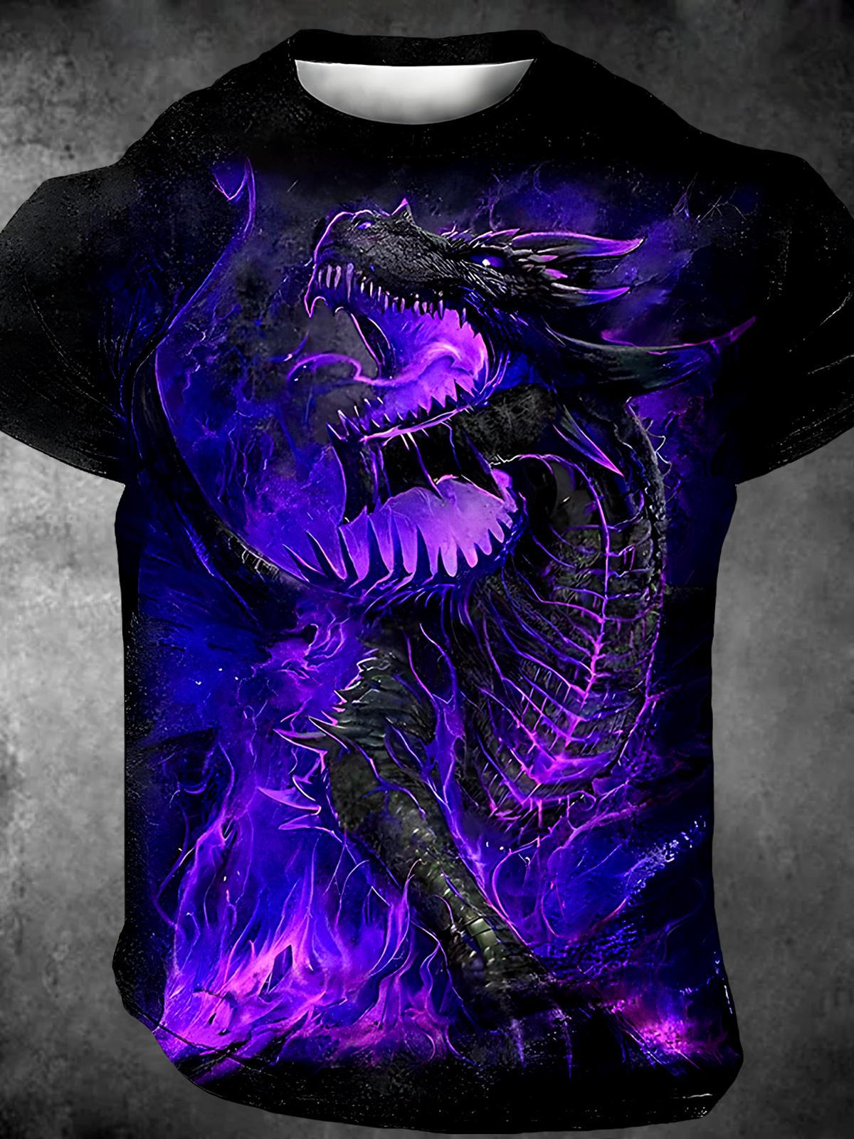 Dragon Round Neck Short Sleeve Men's T-shirt