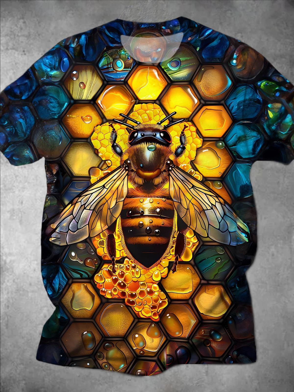 Bee Round Neck Short Sleeve Men's T-shirt