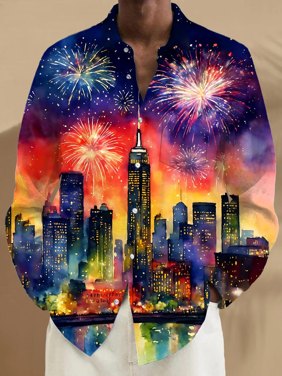 Firework Men's Pocket Long Sleeve Shirts