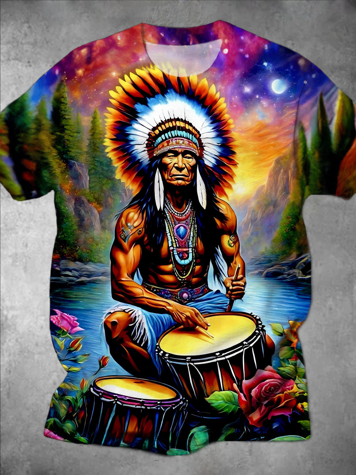 Native American Round Neck Short Sleeve Men's T-shirt