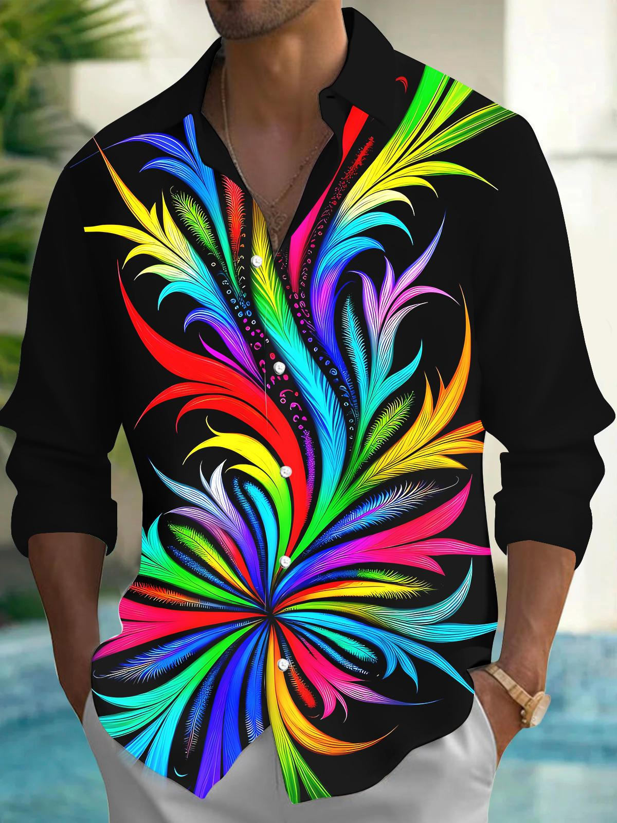 Abstract Men's Pocket Long Sleeve Shirts