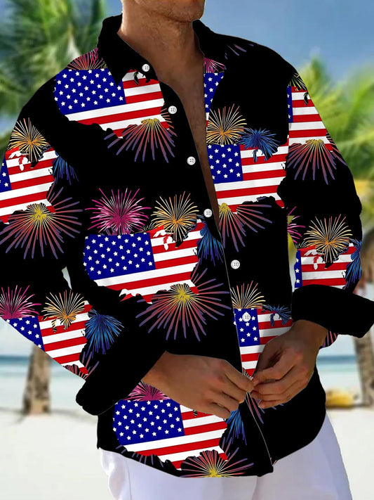 Firework Men's Pocket Long Sleeve Shirts