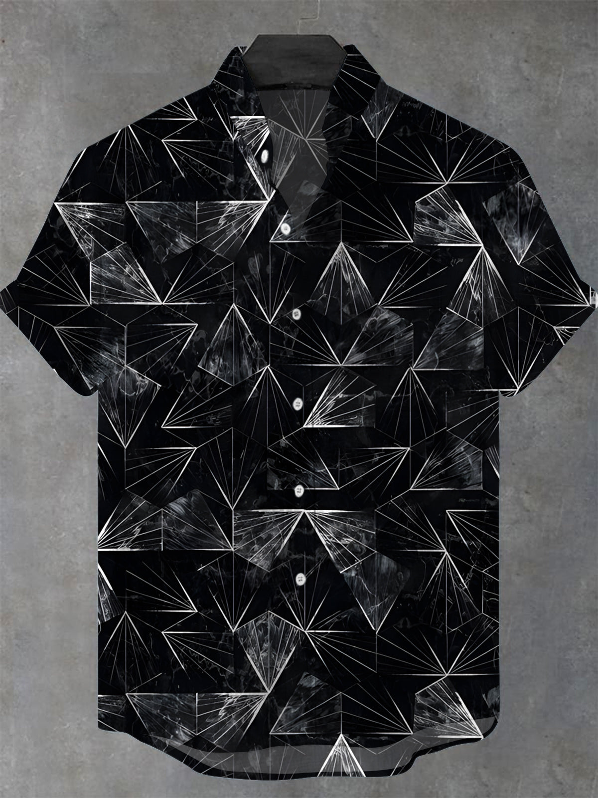 Geometry Men's Pocket Short Sleeve Stand Collar Shirts