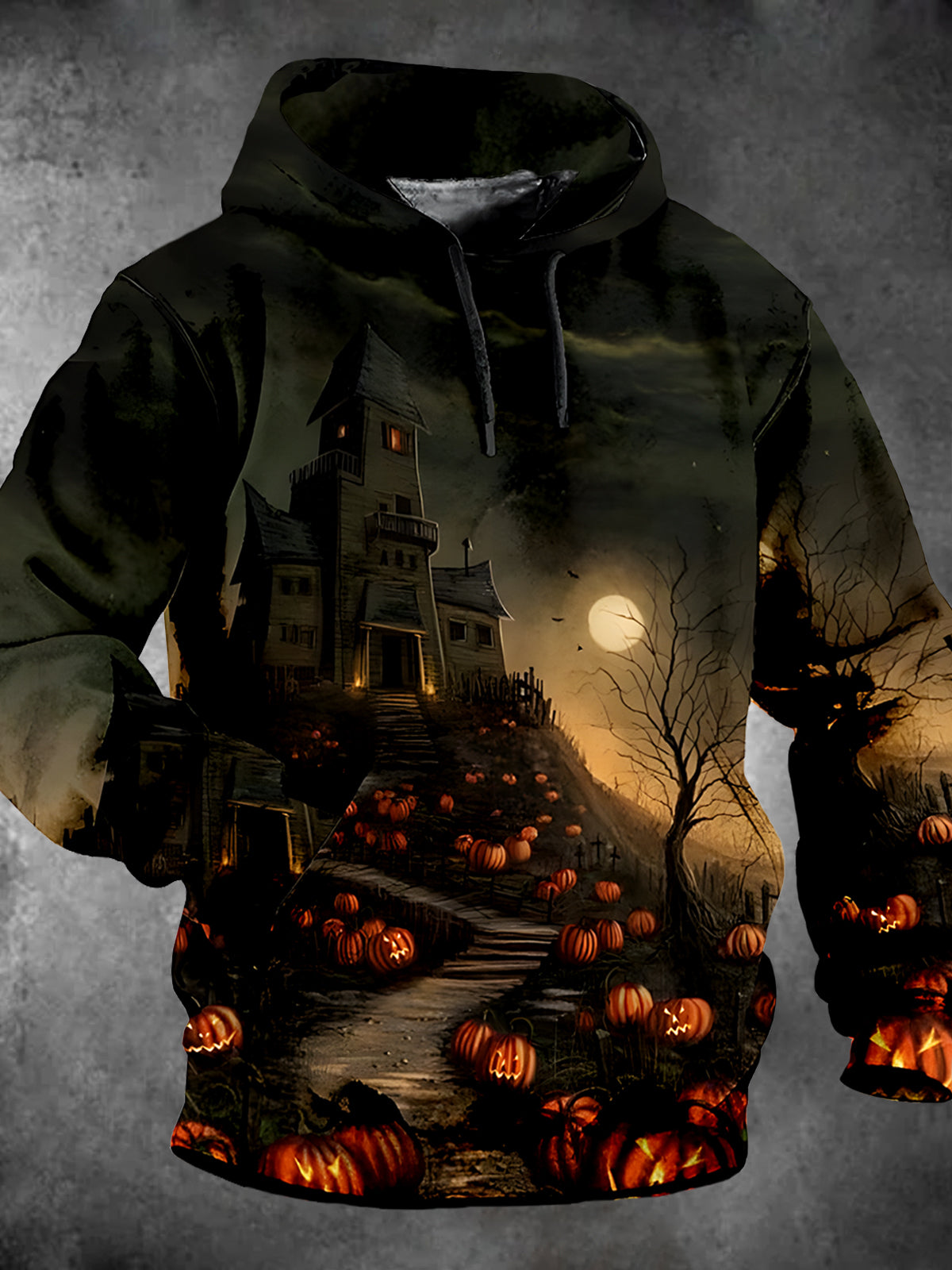 Halloween Long Sleeve Hooded Pocket Men's Top