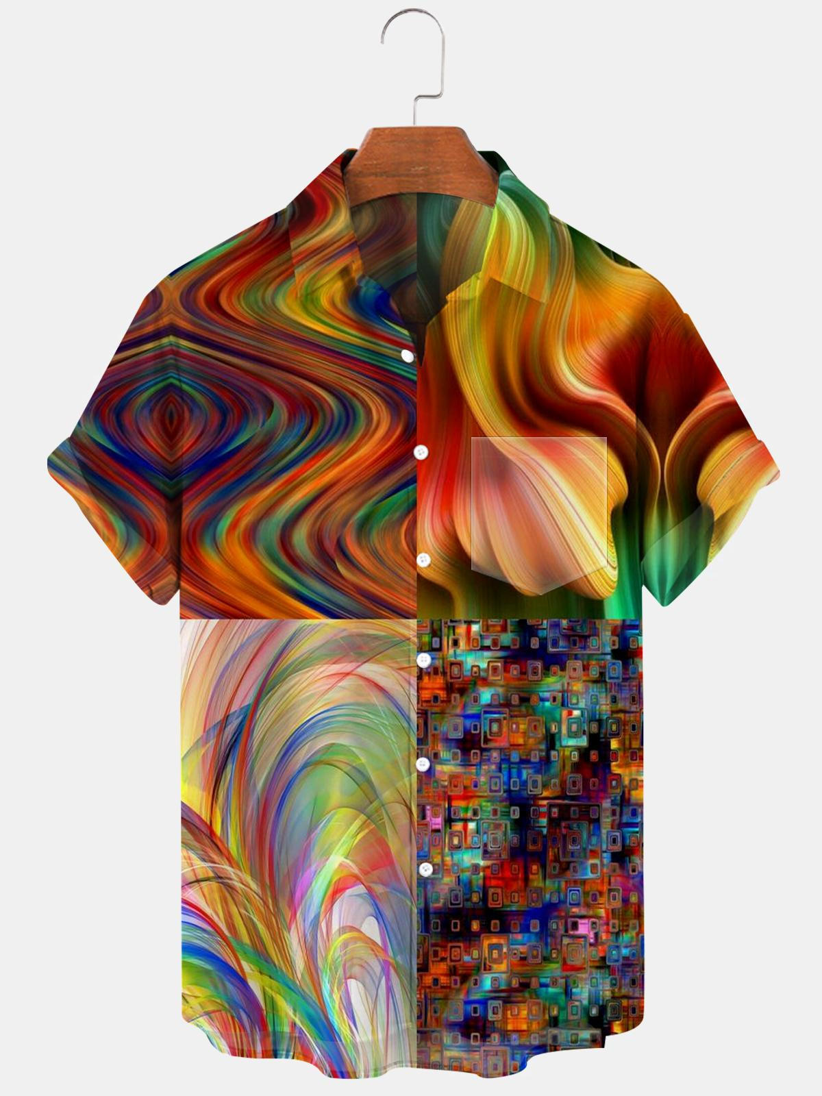 Abstract Men's Shirts With Pocket