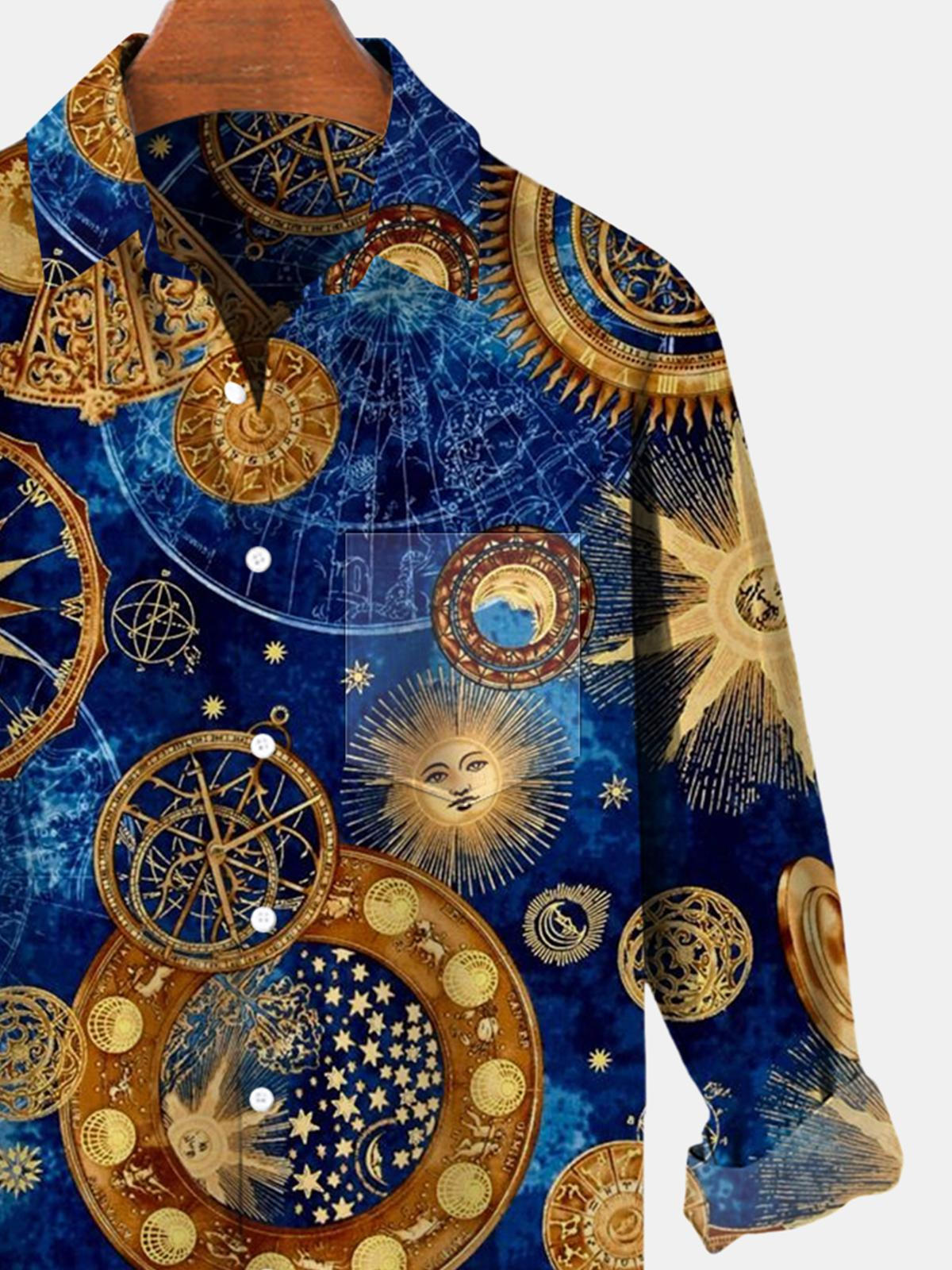 Universe Long Sleeve Men's Shirts With Pocket