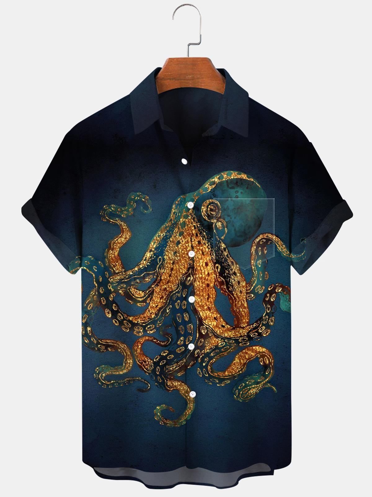 Octopus Men's Shirts With Pocket