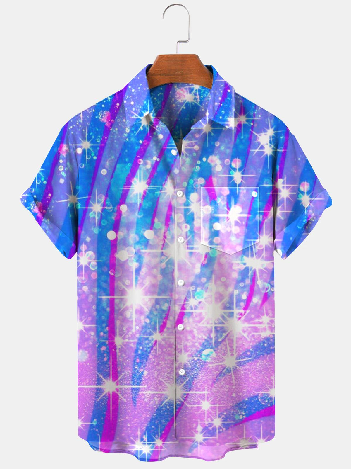 Abstract Print Short Sleeve Men's Shirts With Pocket