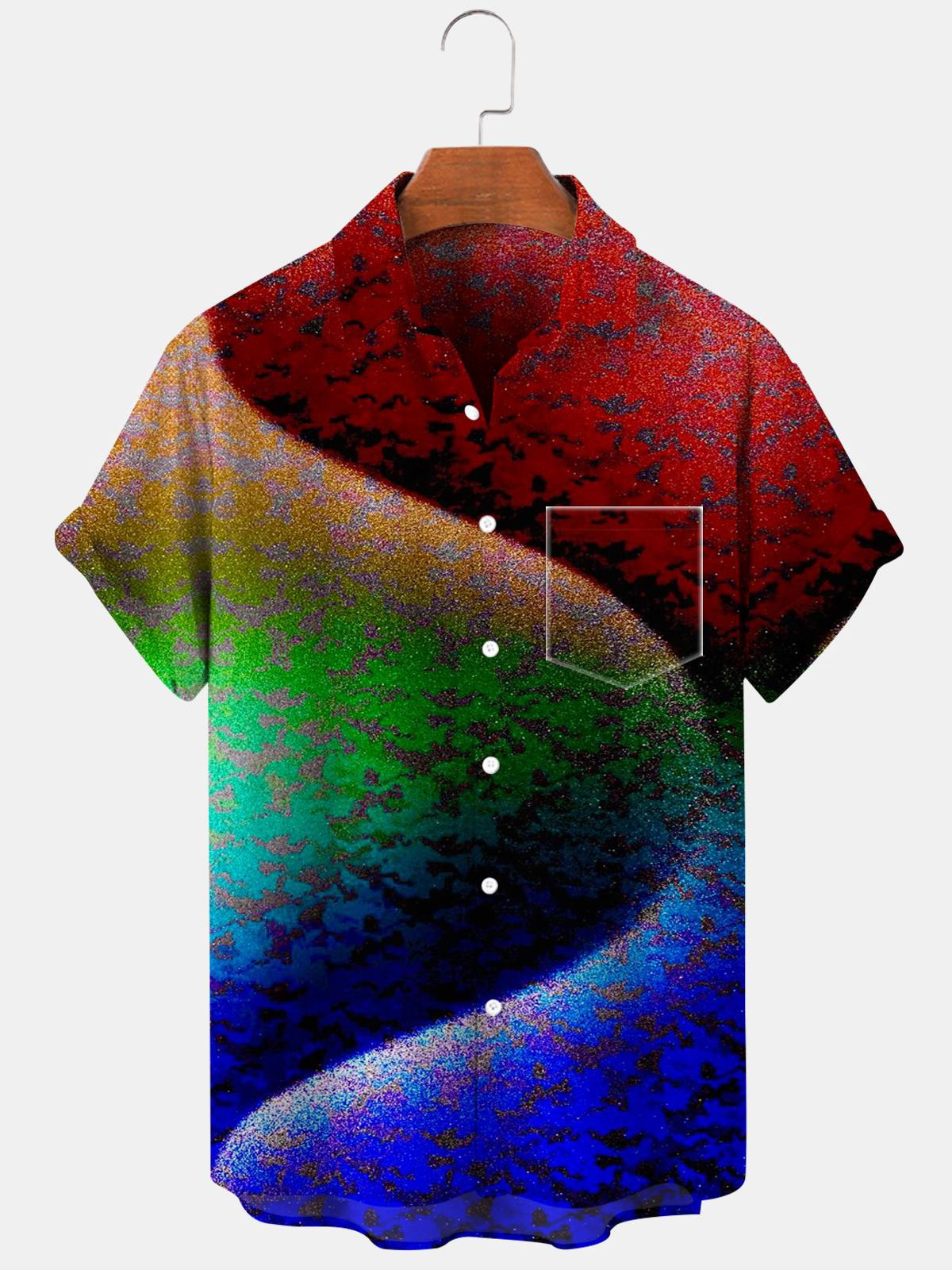 Abstract Short Sleeve Men's Shirts With Pocket