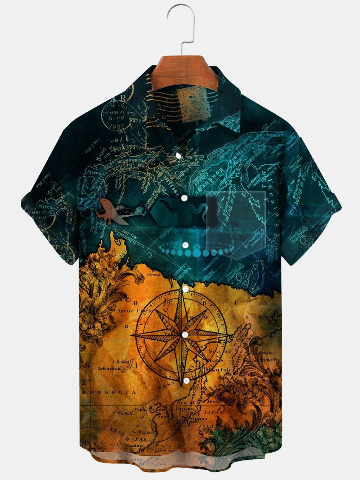 Compass Men's Shirts With Pocket