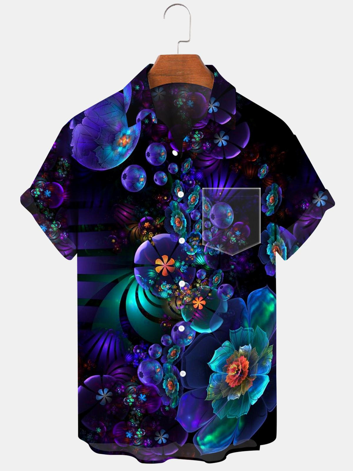 Flower Men's Shirts With Pocket