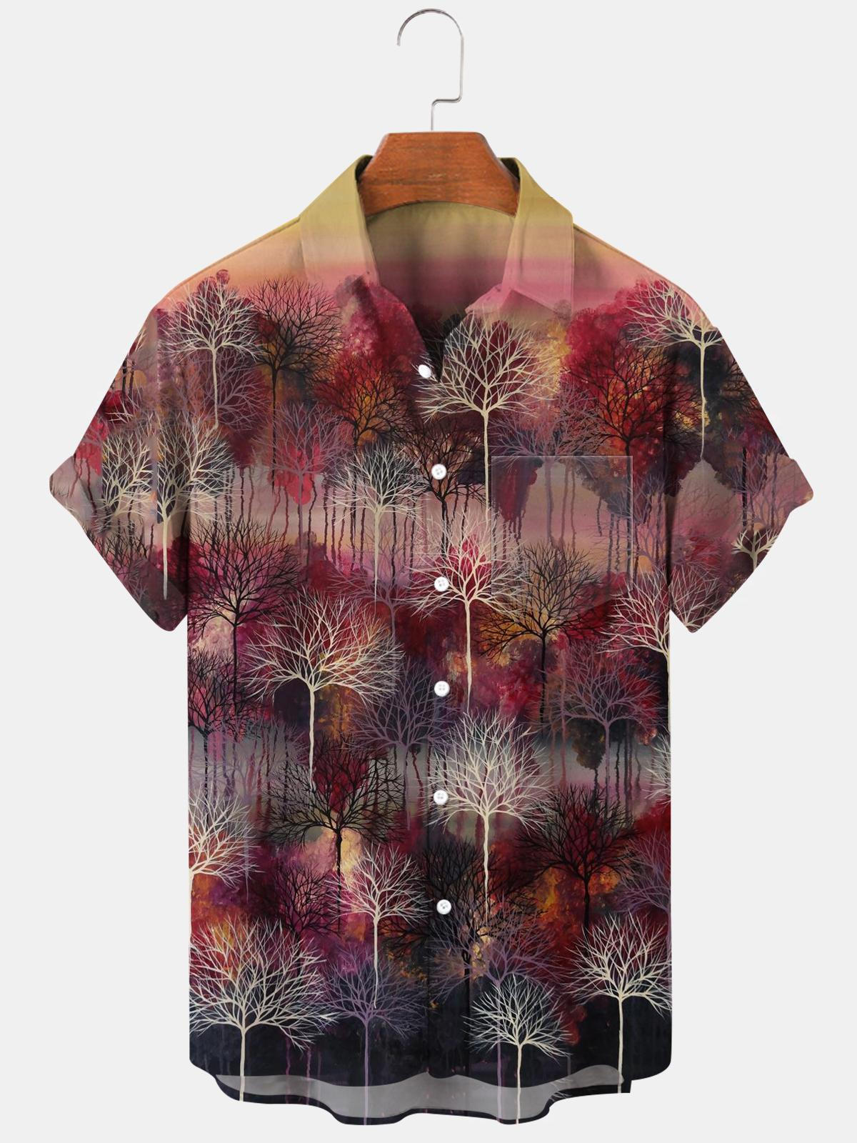 Forest Tree Men's Shirts With Pocket