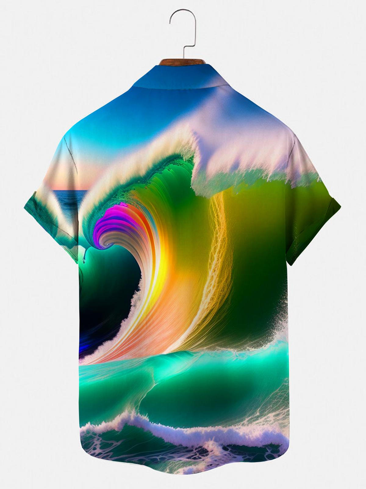 Sea Wave Men's Shirts With Pocket