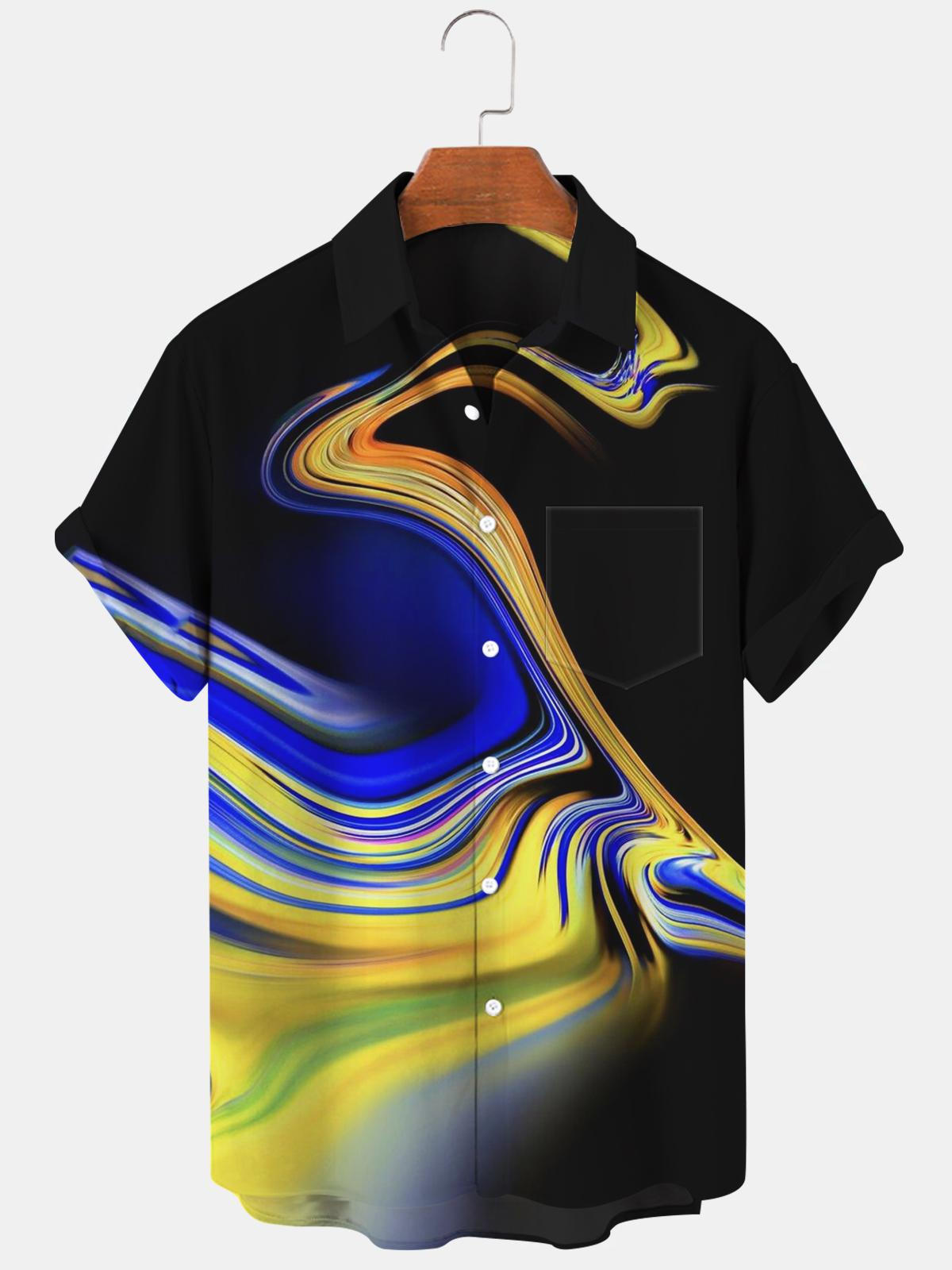 Abstract Men's Shirts With Pocket