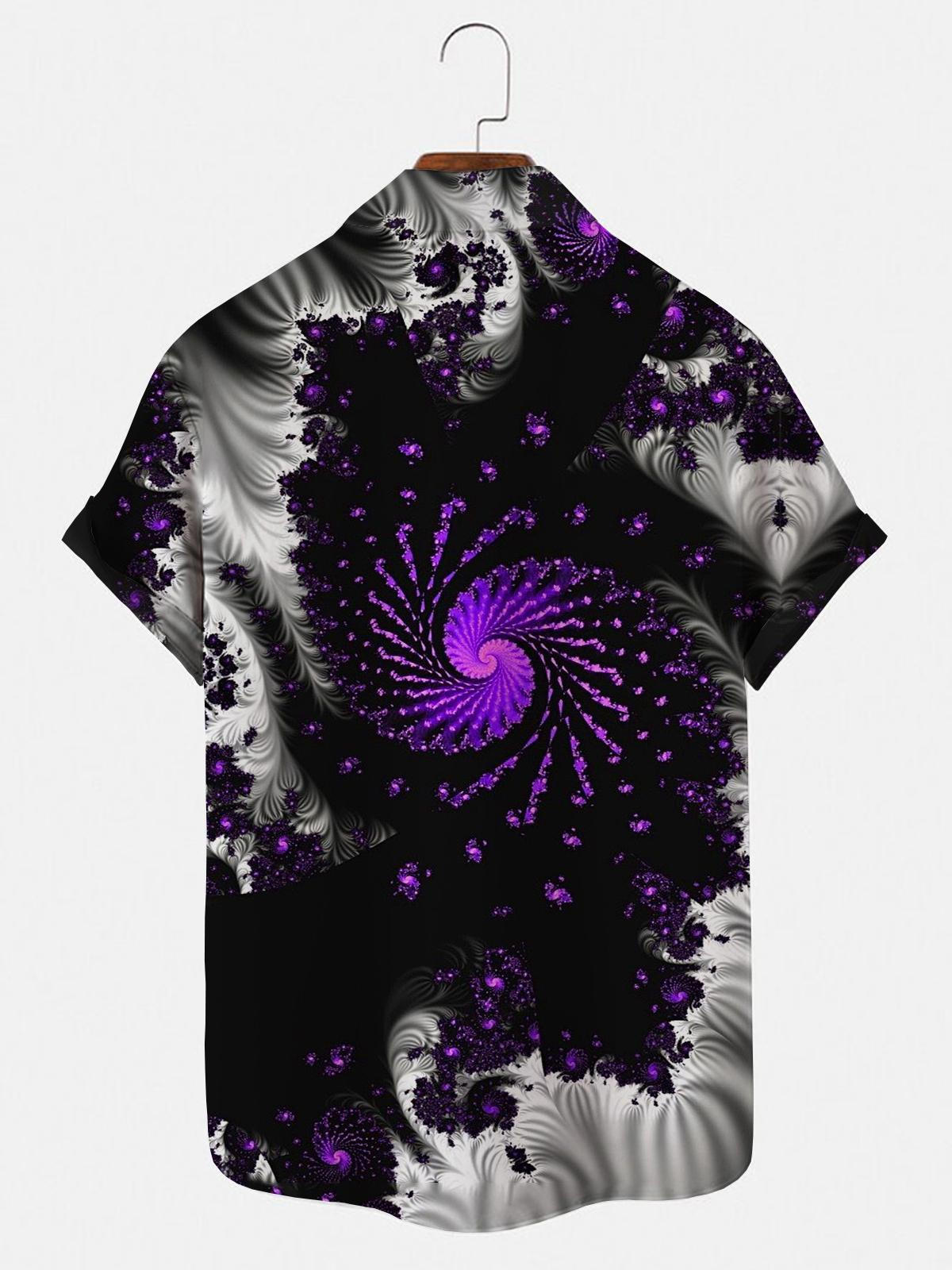 Abstract Short Sleeve Men's Shirts With Pocket