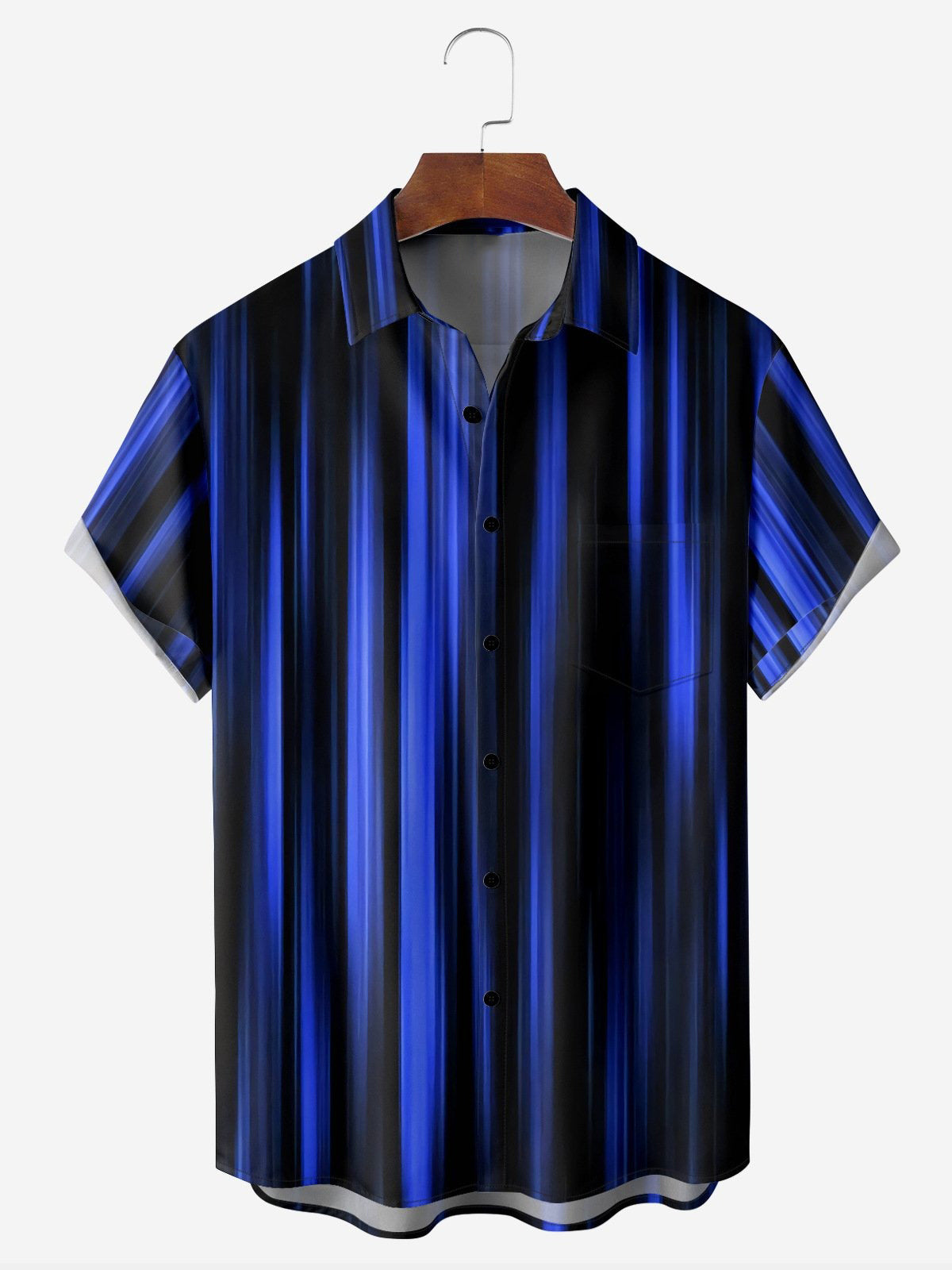 Irregular Stripes Short Sleeve Men's Shirts With Pocket