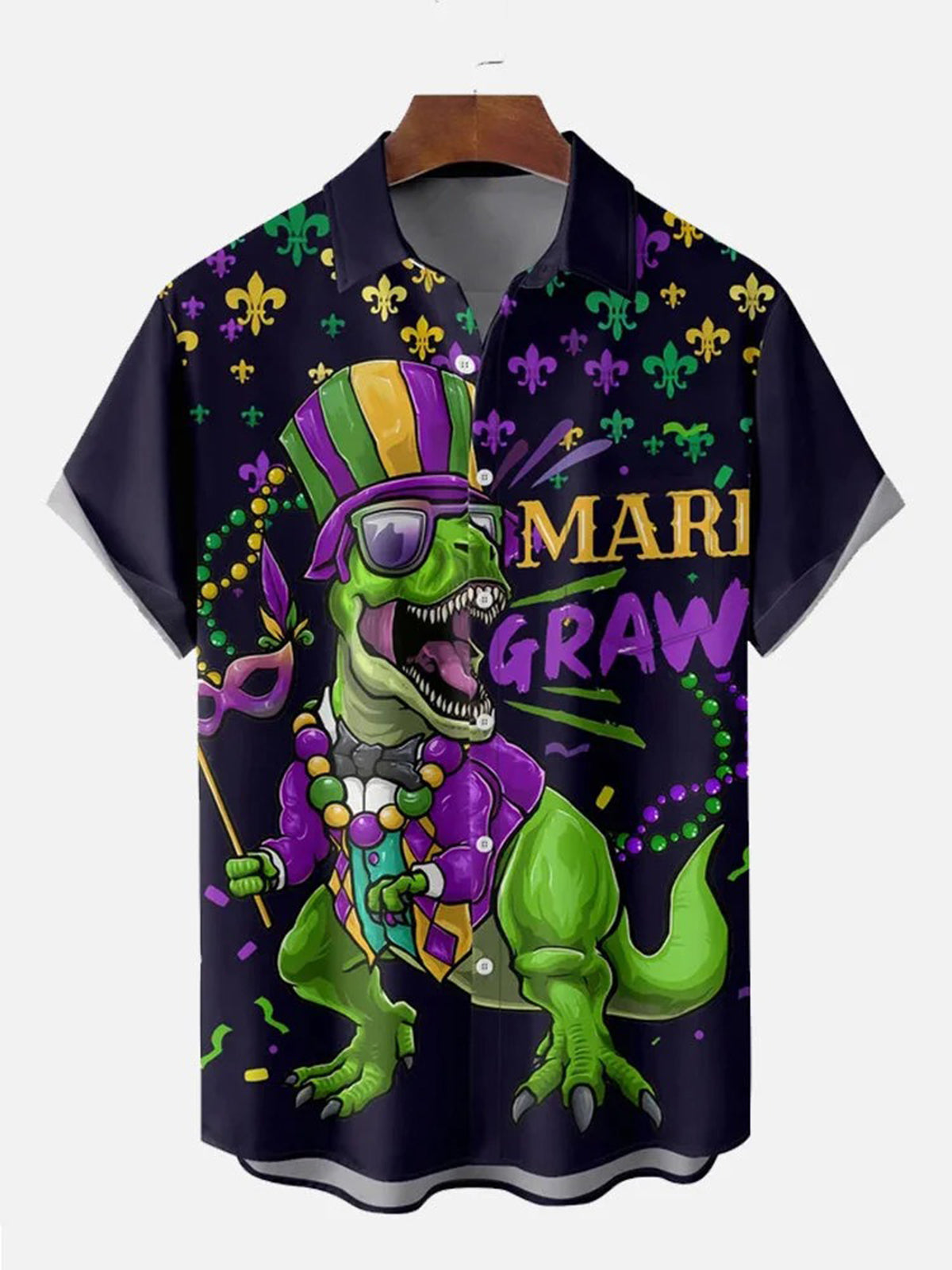 Carnival Mask Dinosaur Short Sleeve Men's Shirts