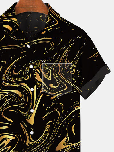 Abstract Short Sleeve Men's Shirts With Pocket