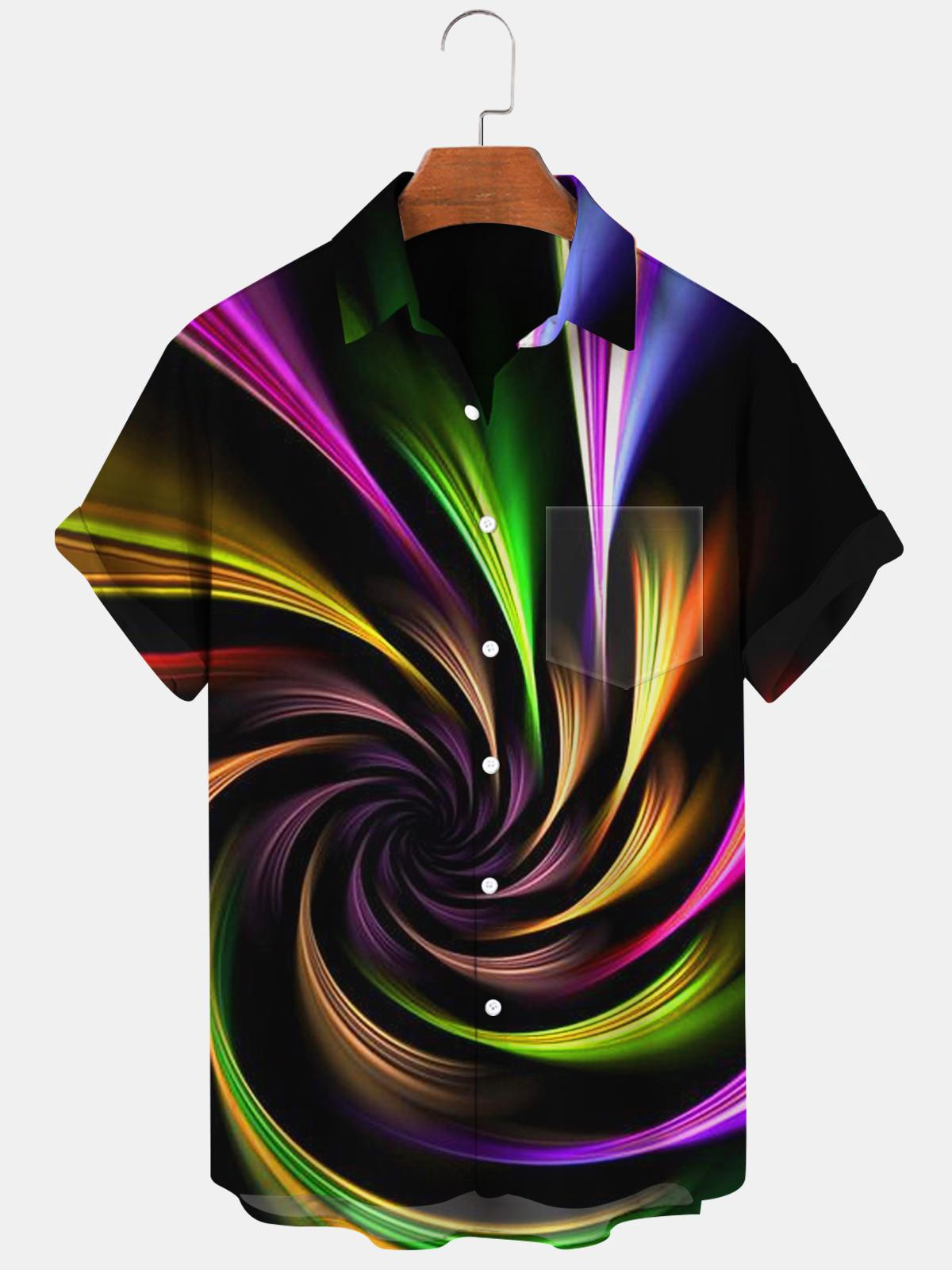 Abstract Men's Shirts With Pocket