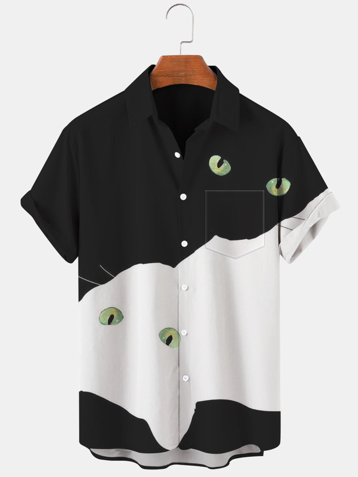 Cat Men's Shirts With Pocket